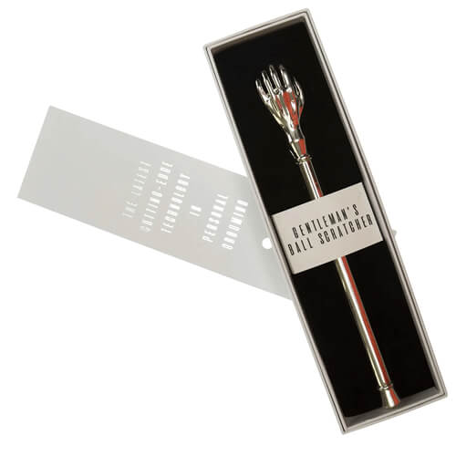 Gentlemans Silver Ball Scratcher with Elegant White Box Box